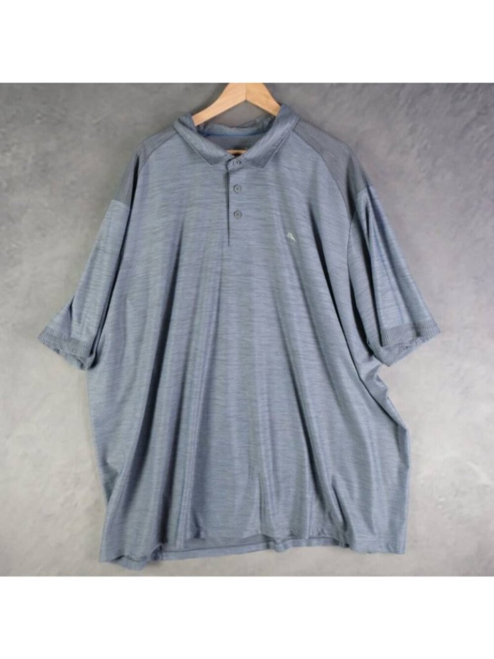 Tommy Bahama Polo Men's 4XLT Gray Heather Textured Polo IslandZone Big Tall